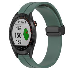 Per Garmin Approach S40 Cinturino per orologio in silicone con chiusura magnetica in tinta unita da 20 mm (verde oliva)