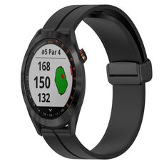 Per Garmin Approach S40 Cinturino per orologio in silicone con chiusura magnetica in tinta unita da 20 mm (nero)