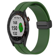 Per Garmin Approach S40 Cinturino per orologio in silicone con chiusura magnetica in tinta unita da 20 mm (verde militare)