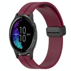 Per Garmin Venu 20mm Cinturino in silicone con chiusura magnetica in tinta unita (rosso vino)