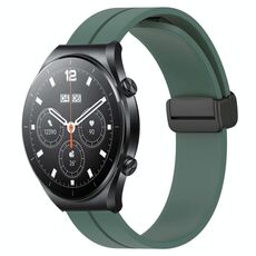 Per Xiaomi MI Watch S1 Cinturino per orologio in silicone con chiusura magnetica in tinta unita da 22 mm (verde oliva)