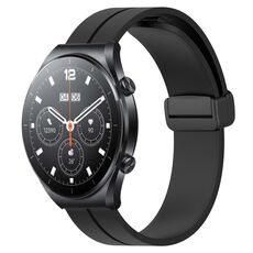 Per Xiaomi MI Watch S1 Cinturino per orologio in silicone con chiusura magnetica in tinta unita da 22 mm (nero)