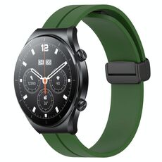 Per Xiaomi MI Watch S1 Cinturino per orologio in silicone con chiusura magnetica in tinta unita da 22 mm (verde militare)
