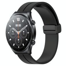 Per Xiaomi MI Watch S1 Pro Cinturino per orologio in silicone con chiusura magnetica in tinta unita da 22 mm (nero)