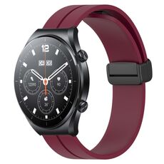 Per Xiaomi MI Watch S1 Pro Cinturino per orologio in silicone con chiusura magnetica in tinta unita da 22 mm (rosso vino)