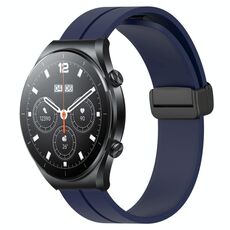 Per Xiaomi MI Watch S1 Pro Cinturino per orologio in silicone con chiusura magnetica in tinta unita da 22 mm (blu notte)