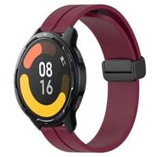 Per Xiaomi MI Watch Color 2 22mm Cinturino in silicone con chiusura magnetica in tinta unita (rosso vino)