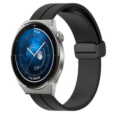 Per Huawei Watch GT3 Pro 46mm 22mm Cinturino in silicone con chiusura magnetica in tinta unita (nero)