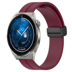 Per Huawei Watch GT3 Pro 46mm 22mm Cinturino in silicone con chiusura magnetica in tinta unita (rosso vino)