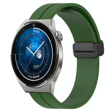 Per Huawei Watch GT3 Pro 46mm 22mm Cinturino in silicone con chiusura magnetica in tinta unita (verde militare)