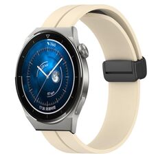 Per Huawei Watch GT3 Pro 46mm 22mm Cinturino in silicone con chiusura magnetica in tinta unita (beige)