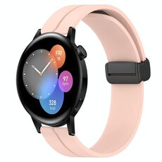 Per Huawei Watch GT3 46mm 22mm Cinturino in silicone con chiusura magnetica in tinta unita (rosa)