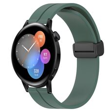 Per Huawei Watch GT3 46mm 22mm Cinturino in silicone con chiusura magnetica in tinta unita (verde oliva)