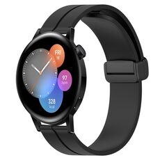 Per Huawei Watch GT3 46mm 22mm Cinturino in silicone con chiusura magnetica in tinta unita (nero)