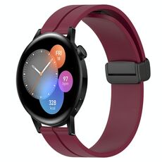 Per Huawei Watch GT3 46mm 22mm Cinturino in silicone con chiusura magnetica in tinta unita (rosso vino)