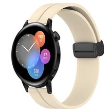 Per Huawei Watch GT3 46mm 22mm Cinturino in silicone con chiusura magnetica in tinta unita (beige)