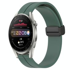 Per Huawei Watch 3 Pro 22mm Cinturino in silicone con chiusura magnetica in tinta unita (verde oliva)