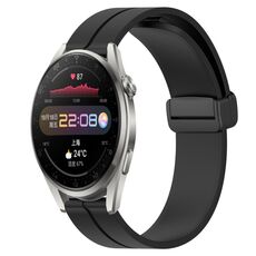Per Huawei Watch 3 Pro 22mm Cinturino in silicone con chiusura magnetica in tinta unita (nero)