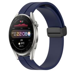 Per Huawei Watch 3 Pro 22mm Cinturino in silicone con chiusura magnetica in tinta unita (blu notte)