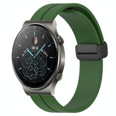 Cinturino per orologio in silicone con chiusura magnetica a tinta unita da 22 mm per Huawei GT2 Pro (verde militare)