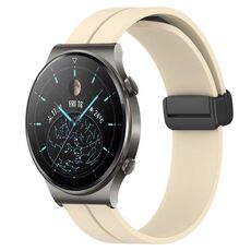 Cinturino per orologio in silicone con chiusura magnetica a tinta unita da 22 mm per Huawei GT2 Pro (beige)