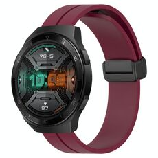 Per Huawei Watch GT 2E Cinturino per orologio in silicone con chiusura magnetica in tinta unita da 22 mm (rosso vino)