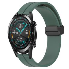 Per Huawei GT2 46mm 22mm Cinturino in silicone con chiusura magnetica in tinta unita (verde oliva)