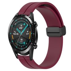 Per Huawei GT2 46mm 22mm Cinturino in silicone con chiusura magnetica in tinta unita (rosso vino)