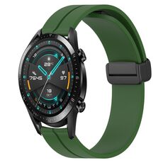 Per Huawei GT2 46mm 22mm Cinturino in silicone con chiusura magnetica in tinta unita (verde militare)