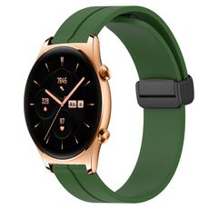 For Honor Watch GS 3 22mm Cinturino in silicone con chiusura magnetica in tinta unita (verde militare)