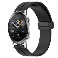 Per Honor Magic Watch 2 46mm 22mm Cinturino in silicone con chiusura magnetica a tinta unita (nero)
