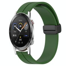 For Honor Magic Watch 2 46mm 22mm Cinturino in silicone con chiusura magnetica in tinta unita (verde militare)