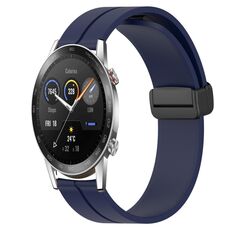 For Honor Magic Watch 2 46mm 22mm Cinturino in silicone con chiusura magnetica a tinta unita (blu notte)