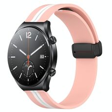 Per Xiaomi MI Watch S1 Cinturino in silicone pieghevole con chiusura magnetica da 22 mm (rosa + bianco)