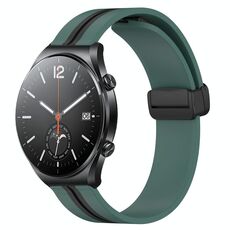 Per Xiaomi MI Watch S1 Cinturino in silicone pieghevole con chiusura magnetica da 22 mm (verde oliva + nero)