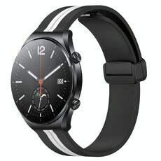 Per Xiaomi MI Watch S1 Cinturino in silicone pieghevole con chiusura magnetica da 22 mm (nero + bianco)