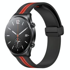 Per Xiaomi MI Watch S1 Cinturino in silicone pieghevole con chiusura magnetica da 22 mm (nero + rosso)