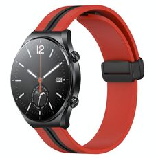 Per Xiaomi MI Watch S1 Cinturino in silicone pieghevole con chiusura magnetica da 22 mm (rosso + nero)