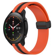 Per Xiaomi MI Watch S1 Pro Cinturino in silicone pieghevole con chiusura magnetica da 22 mm (arancione + nero)