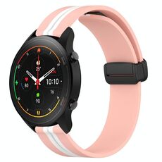 Per Xiaomi MI Watch S1 Pro Cinturino in silicone pieghevole con chiusura magnetica da 22 mm (rosa + bianco)