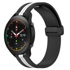 Per Xiaomi MI Watch S1 Pro Cinturino in silicone pieghevole con chiusura magnetica da 22 mm (nero + bianco)