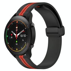 Per Xiaomi MI Watch S1 Pro Cinturino in silicone pieghevole con chiusura magnetica da 22 mm (nero + rosso)