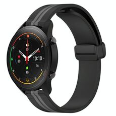 Per Xiaomi MI Watch S1 Pro Cinturino in silicone pieghevole con chiusura magnetica da 22 mm (nero + grigio)
