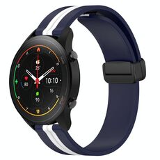 Per Xiaomi MI Watch S1 Pro Cinturino in silicone pieghevole con chiusura magnetica da 22 mm (blu notte + bianco)