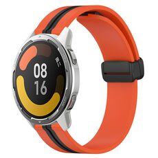 Per Xiaomi MI Watch Color 2 Cinturino in silicone pieghevole da 22 mm con chiusura magnetica (arancione + nero)