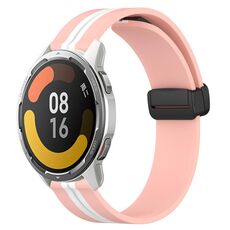 Per Xiaomi MI Watch Color 2 Cinturino in silicone pieghevole con chiusura magnetica da 22 mm (rosa + bianco)