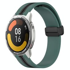 Per Xiaomi MI Watch Color 2 Cinturino in silicone pieghevole da 22 mm con chiusura magnetica (verde oliva + nero)