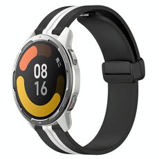 Per Xiaomi MI Watch Color 2 Cinturino in silicone pieghevole da 22 mm con chiusura magnetica (nero + bianco)