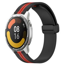 Per Xiaomi MI Watch Color 2 Cinturino in silicone pieghevole da 22 mm con chiusura magnetica (nero + rosso)