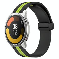 Per Xiaomi MI Watch Color 2 Cinturino in silicone pieghevole da 22 mm con chiusura magnetica (nero + verde lime)